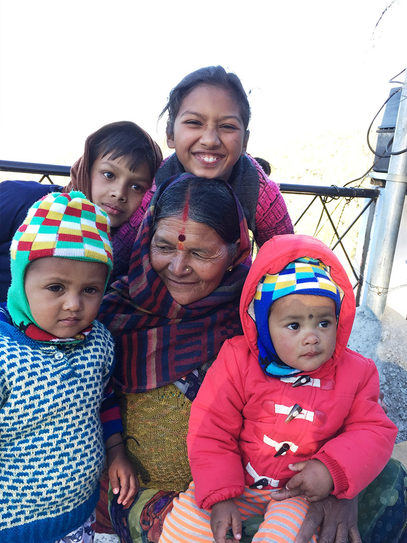 Anand's mother with grand children of the Mer family