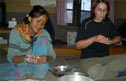 Learning to make momos while at a Homestay